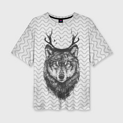 Женская футболка оверсайз Рогатый волк