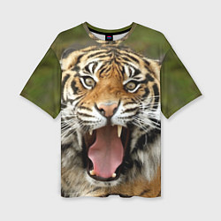 Женская футболка оверсайз Удивленный тигр