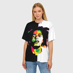 Футболка оверсайз женская Bob Marley: Colors, цвет: 3D-принт — фото 2