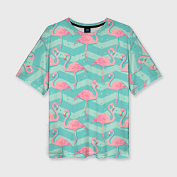 Женская футболка оверсайз Flamingo Pattern