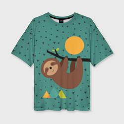 Женская футболка оверсайз Довольный ленивец