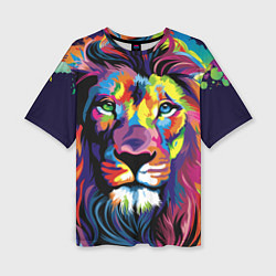 Женская футболка оверсайз Красочный лев