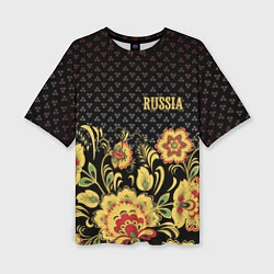 Футболка оверсайз женская Russia: black edition, цвет: 3D-принт