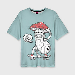 Футболка оверсайз женская Мухомор скейтбордист, цвет: 3D-принт