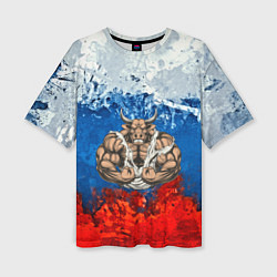 Футболка оверсайз женская Бык триколор, цвет: 3D-принт