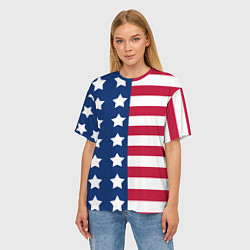 Футболка оверсайз женская USA Flag, цвет: 3D-принт — фото 2