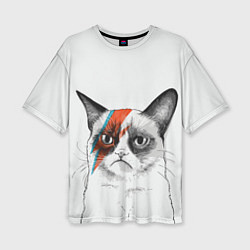 Футболка оверсайз женская David Bowie: Grumpy cat, цвет: 3D-принт