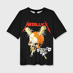 Футболка оверсайз женская Metallica - orange skull, цвет: 3D-принт
