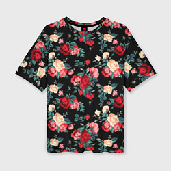 Женская футболка оверсайз Кустовые розы
