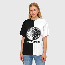 Футболка оверсайз женская Ramones B&W, цвет: 3D-принт — фото 2