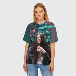 Футболка оверсайз женская Dua Lipa: Floral, цвет: 3D-принт — фото 2