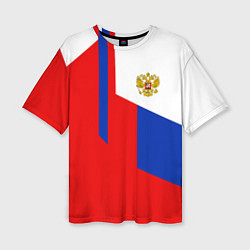 Женская футболка оверсайз Russia: Geometry Tricolor