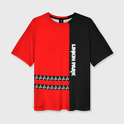 Женская футболка оверсайз Linkin Park: Red & Black