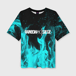 Женская футболка оверсайз R6S: Turquoise Flame