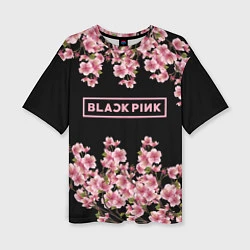Женская футболка оверсайз Black Pink: Delicate Sakura