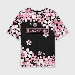Женская футболка оверсайз Black Pink: Pink Sakura