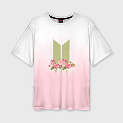 Женская футболка оверсайз BTS: Pink Flowers