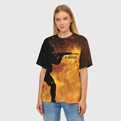 Футболка оверсайз женская CS:GO Dark Fire, цвет: 3D-принт — фото 2