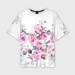 Женская футболка оверсайз Розовые розы