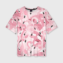 Женская футболка оверсайз Розовый фламинго
