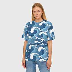 Футболка оверсайз женская Морские волны графика, цвет: 3D-принт — фото 2