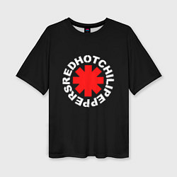 Женская футболка оверсайз Red Hot chili peppers logo on black