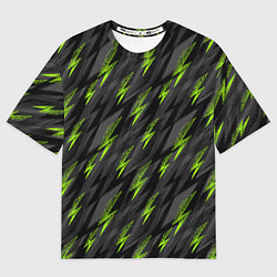 Женская футболка оверсайз Зеленые молнии паттерн
