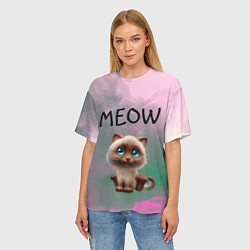 Футболка оверсайз женская Кошечка, цвет: 3D-принт — фото 2
