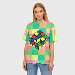 Футболка оверсайз женская Кубик Рубика, цвет: 3D-принт — фото 2