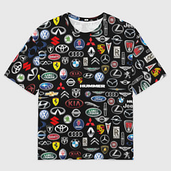 Женская футболка оверсайз ЛОГОТИПЫ АВТО БРЕНДОВ