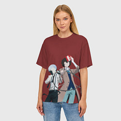 Футболка оверсайз женская Atsushi Nakajima & Osamu Dazai, цвет: 3D-принт — фото 2