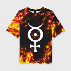 Женская футболка оверсайз Marilyn Manson логотип на брызгах