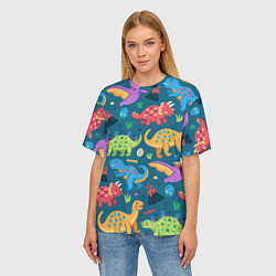 Футболка оверсайз женская Арт с динозаврами, цвет: 3D-принт — фото 2