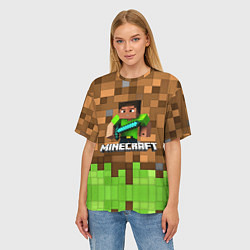 Футболка оверсайз женская Minecraft logo heroes, цвет: 3D-принт — фото 2