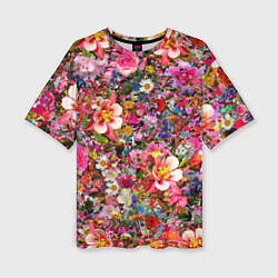 Женская футболка оверсайз Разные цветы