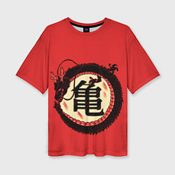 Женская футболка оверсайз Иероглифы Китайский Дракон