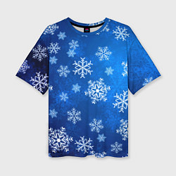 Женская футболка оверсайз Новый Год Снежинки