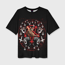 Женская футболка оверсайз Satanic Cat