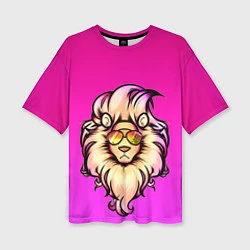 Женская футболка оверсайз Модный лев в очках
