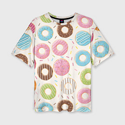 Женская футболка оверсайз Пончики Donuts
