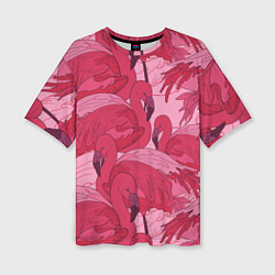 Женская футболка оверсайз Розовые фламинго