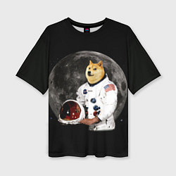 Женская футболка оверсайз Доги Космонавт