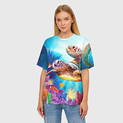 Футболка оверсайз женская Морские черепахи, цвет: 3D-принт — фото 2