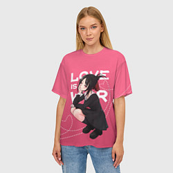 Футболка оверсайз женская Love is war, цвет: 3D-принт — фото 2