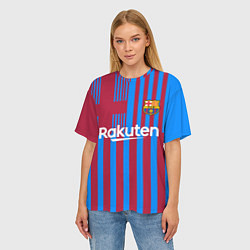 Футболка оверсайз женская Домашняя форма ФК «Барселона», цвет: 3D-принт — фото 2