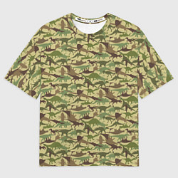 Женская футболка оверсайз Динозавры камуфляж
