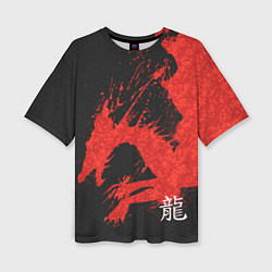 Женская футболка оверсайз Китайский Дракон брызгами