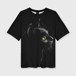 Футболка оверсайз женская Черный кот, цвет: 3D-принт