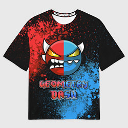 Футболка оверсайз женская Geometry Dash Red Blue, цвет: 3D-принт