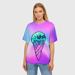 Футболка оверсайз женская Мороженое Ice Scream Череп Z, цвет: 3D-принт — фото 2